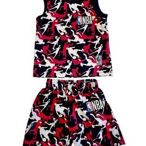 NBA Boys 3T Basketball Player Outfit Set Shorts & Shirt Red White & Blue